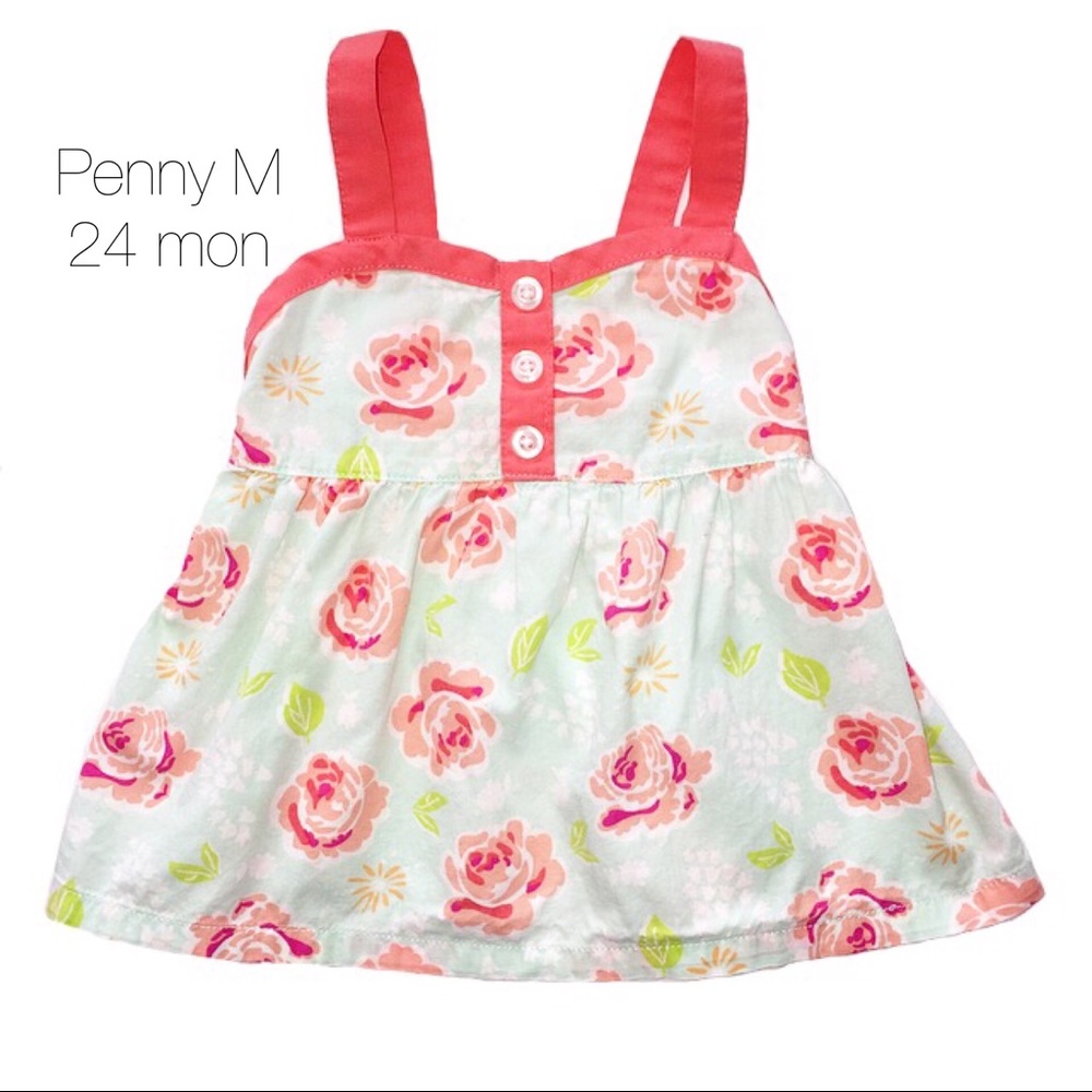 Penny M Mint Coral Floral Tank 24 mon